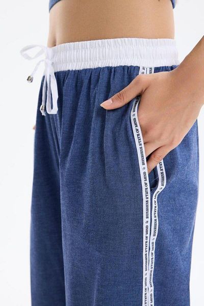 Quzu 00574 Pantaloni cu dungi Indigo