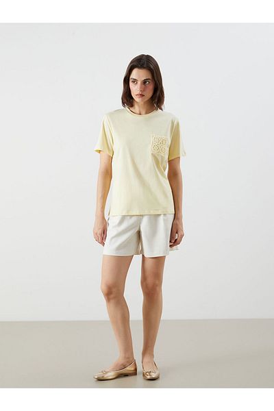 LC Waikiki Sari Crew Neck Lace Pocket Women's T-Shirt