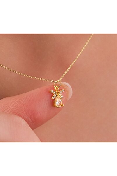 Roya Bijuteri Ateş Böceği Figürlü Minimal Çelik Kolye, Kararmaz Gold Renk | Z...