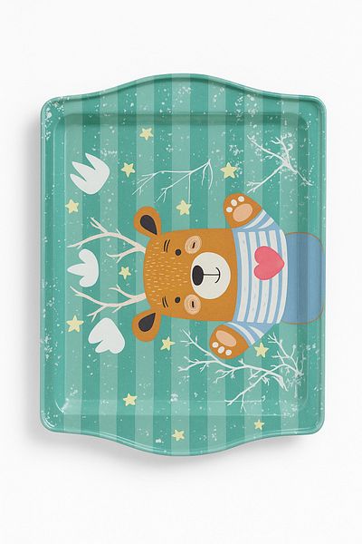 Bittox New Season Various Patterned Winter Themed Decorative Celebration Tray - Gift Metal Presentation Tray