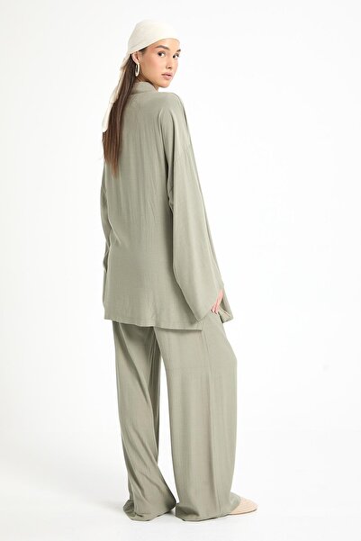 minaaise Khaki Modal Fabric Pants Kimono Bottom/Top Set 29199
