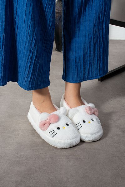 SWORD Hello Figured Ribbon Detail |   Bowknot Winter Unisex House Slippers |   Non-Slip Base