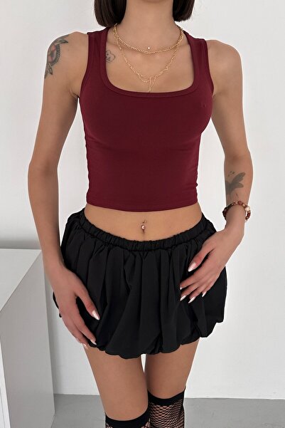 New Now Modal Fabric U-Necklace Thick Strap Back Closed Crop Body