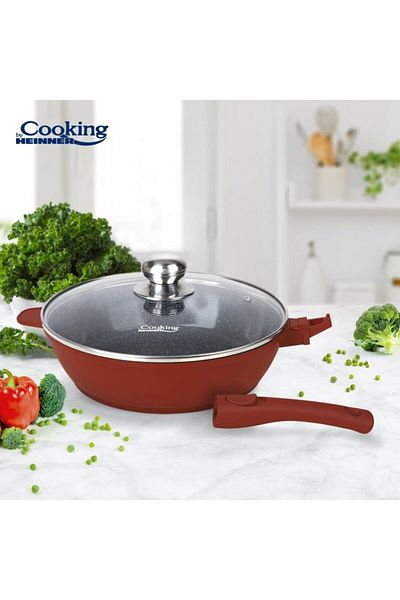 Heinner Calabria 26 cm Aluminum Deep Frying Pan with Lid and Removable Handle