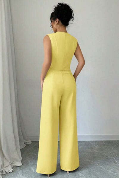StreetWear Outlet Set Dama, Elegant, Vesta & Pantaloni, Galben