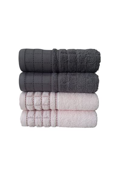 Özdilek Graph Towel 4 Pieces - Anthracite Pink