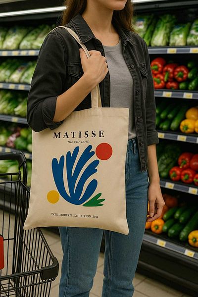Cuyka Matisse Patterned 100% Cotton Canvas Tote Shopping Bag – 35X40 cm – Tote Shoulder Bag