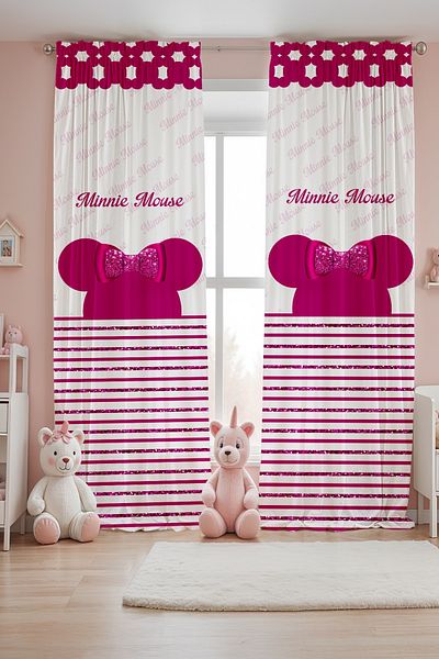 EVPANYA Twinkling Minnie Patterned Children's Baby Room Background Curtain (Single Wing Pricing)