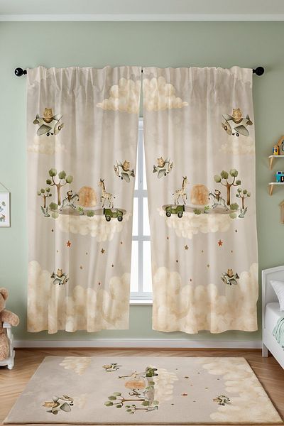 EVPANYA Jeep li Cute African Safari Pattern Παιδική κουρτίνα φόντου βρεφικού δωματίου (Τιμή μονής πτερύγιο)
