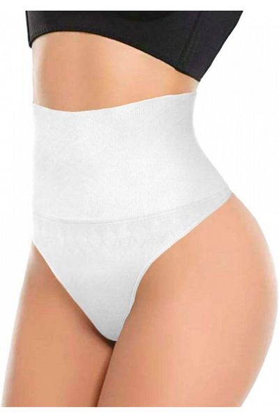 Lemila High-Waisted Shaping Thong, White