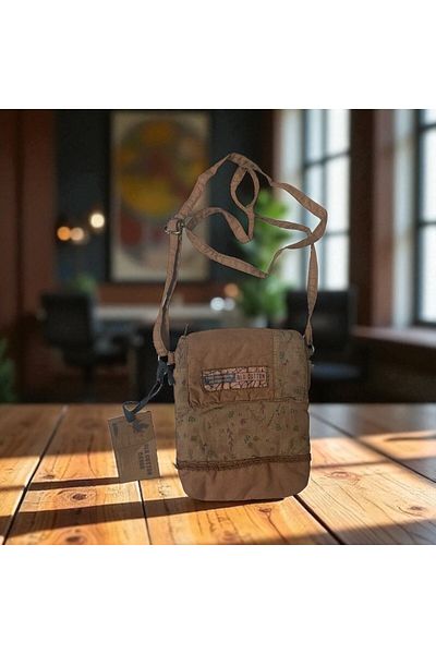 Old Cotton Vintage Colorful Ethnic Loose Single Compartment Daily Women's Arm Shoulder Cross Phone Bag 14 cm X 17 cm