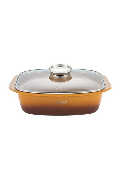 Heinner Cast Aluminum Roaster Tray 5.3L with Lid 39x22.5 cm Ceramic Interior