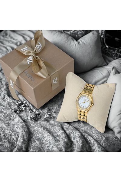 Everon Evero Women's Luxury Diamond Gold Watch with Crystal Accent