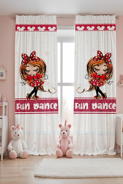EVPANYA Fun Dance Patterned Children's Baby Room Background Curtain (Single Wing Pricing)