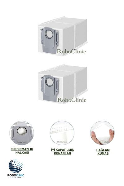 Roboclinic 2Pcs Garbage Dust Bags Compatible for Roborock Qrevo S / Qrevo Pro / Qrevo Maxv / Robot Vacuum Cleaner