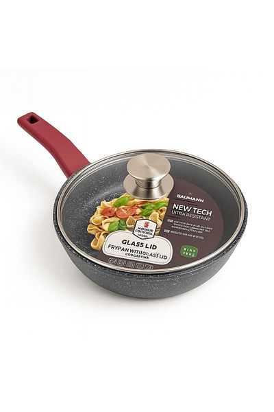 Blaumann Cerastone Frying Pan with Lid 24 cm 2.2L 3 Layers Ceramic Induction