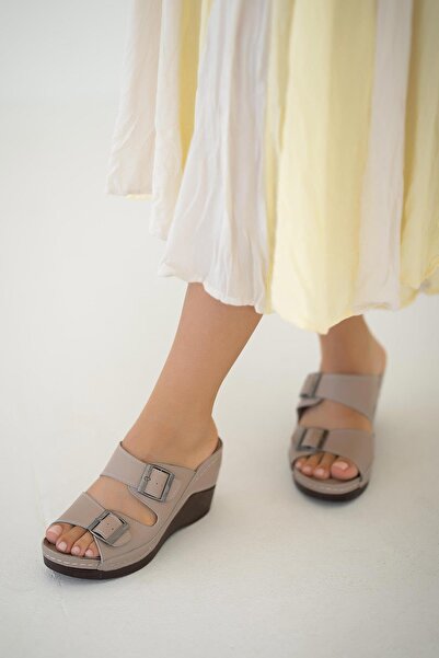 Parponi Zagreb Genuine Leather Padding Sole Women's Slippers Mink