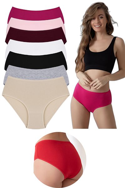 Sinem Yıldız Çamaşırları 100% Cotton High Waist Women's Bato Panties 7 Pack Snm-7Klt-01