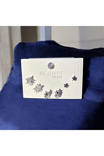AKMNY BOUTIQUE Silver Color Star Model Multiple Earrings