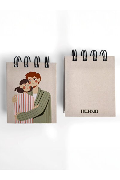 Henno Romantik Çift Temalı Mini Cep Defteri – 6x7 cm Spiralli Defter, Şık ve ...