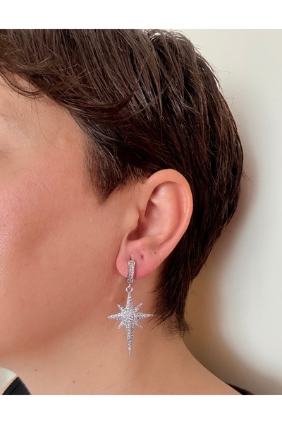 TUAN AKSESUAR Zirkon Taşlı Vip Kutup Yıldızı Küpe