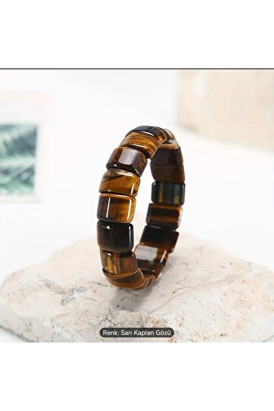 ORGANICYOU YIWU Erkekler için Sarı Kaplan Gözü Taşlı Moda Bileklik