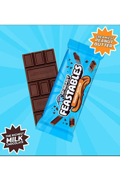 Mrbeast Feastables Peanut Butter 60 g – Fıstık Ezmeli Sütlü Çikolata Bar (İthal)