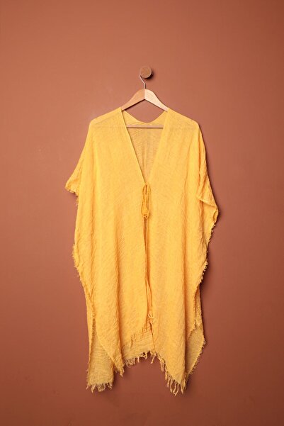 Vebende Anne Bebek Akıllı Fikirler Celeste Sarı Saçaklı Kadın Pareo, Vual pam...