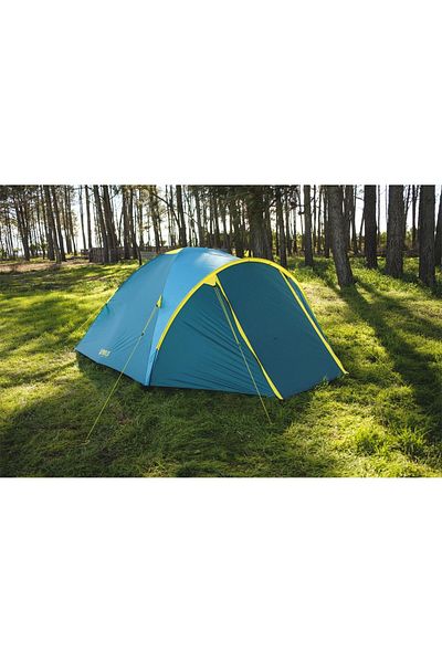 TRINAR Blue camping tent for 4 people, polyester 190T,includes polyethylene floor mat and net for insects