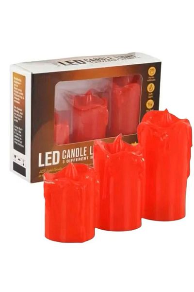 miraza Set of 3 LED Candles with Constant Flame and Wax Effect, Batteries Included