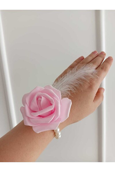 20’li Beyaz Tüylü Inci Nedime Gelin Bilekliği Bride To Be Bekarlığa Veda Partisi Güllü