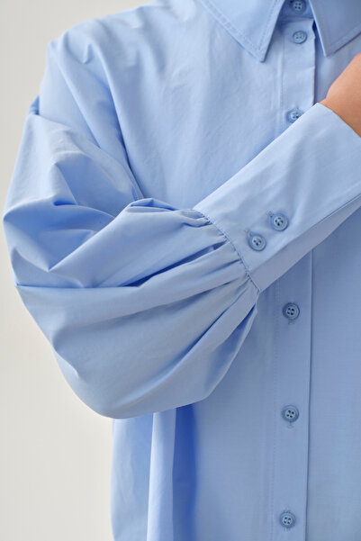 Tuğba Geniş Manşetli Gömlek - Açık Mavi