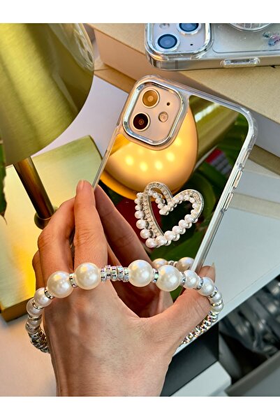 Go Aksesuar iPhone 12 and 12 Pro Compatible Mirrored Charmed Heart Anti-Shock Camera Protected Silicone Case