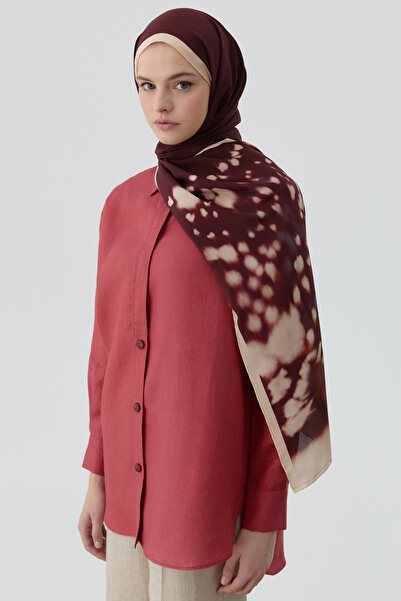 Tuğba Ters Kapamalı Keten Gömlek - Mercan