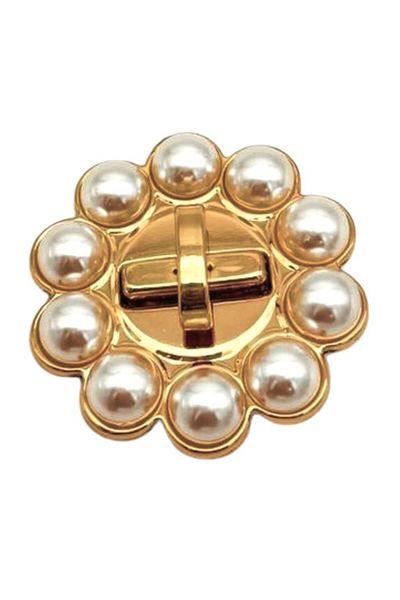 angel çanta aksesuar Angel Bag Accessory 6 cm Pearl Round Light Gold Lock