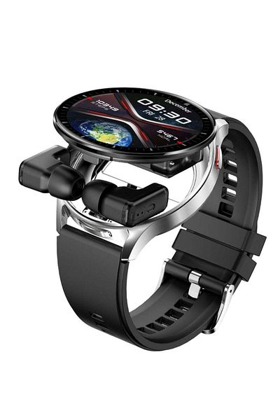 porodo Pulse Smart Watch with Wireless Earbuds, Leather & Silicone Straps, Android 5.0 and iOS 10.0 and Abo