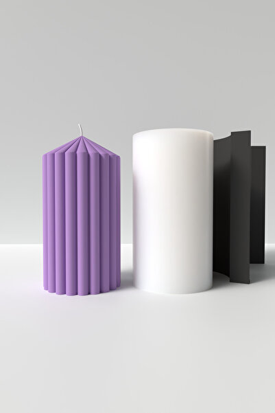 Cageartstudio Orta Boy Sütün Mum Silikon Kalıp - Silindir Sütün Mum Kalıbı, O...