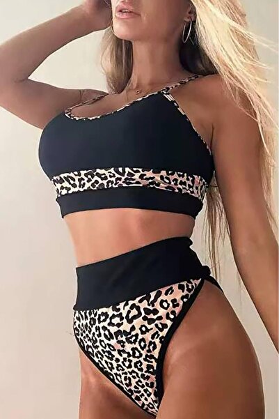 Bikini Mayokini Dünyası Leo High Bikini - Καφέ-Λευκό