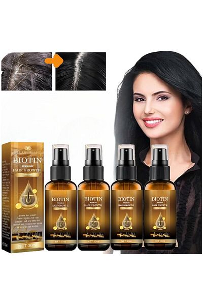 Full Abundance 4 x Ser cu biotină pentru păr, tratament pentru creșterea rapidă a părului, întărește, oprește căderea părului