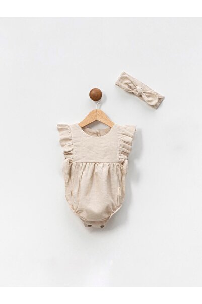 NUNU BABY Gizia Fiyonklu Müslin Romper - Krem