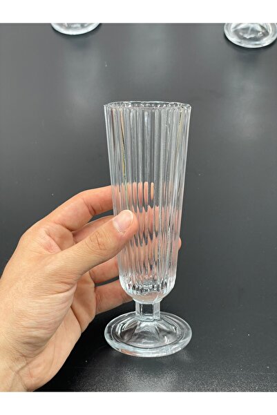 ORTAKÖY CENNETİ Set of 6 Glass Coffee Side Water Glass Cups with Feet Tall 150ml