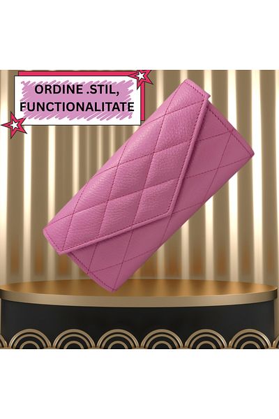OEM Portofel dama, piele naturala, roz. accesoriu elegant pentru femei, handmade