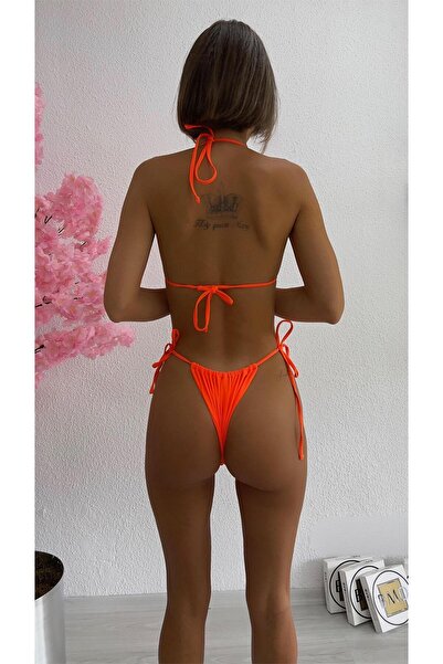 Bikini Mayokini Dünyası Βραζιλιάνικο μπικίνι με βολάν - Πορτοκαλί