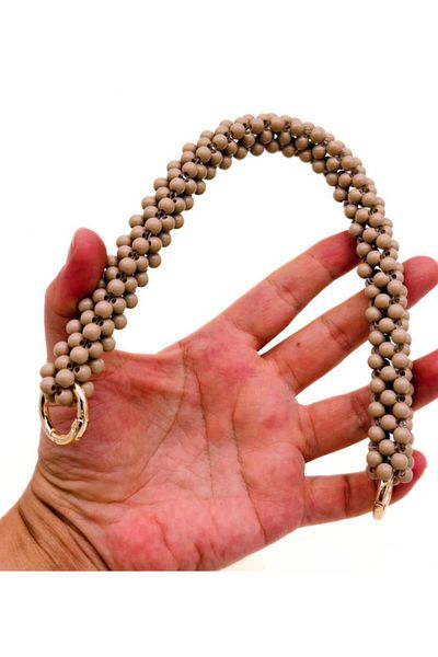 angel çanta aksesuar Angel Bag Accessory 31 cm Mink Beaded Square Model Bag Handle with Spring Ring