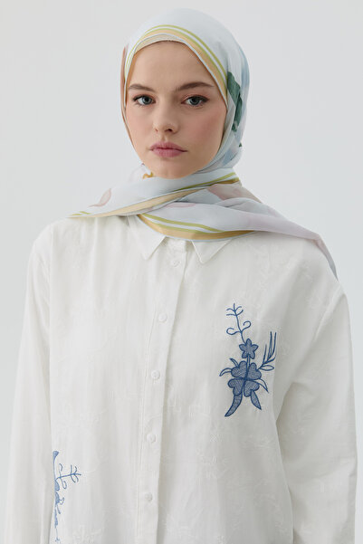 Tuğba Nakış Detaylı Brode Tunik - Ekru