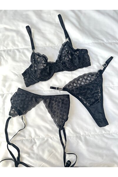 Feruzdesign Σετ καλτσοδέτα Emilly Black Underwire