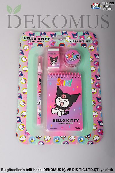 Hello Kitty SET DE 4 ARTICOLE DE PAPETERIE HELLO KITTY & BEST FRIENDS LICENȚIAT DEKOMUS, CĂRȚI DE NOTE, CREION
