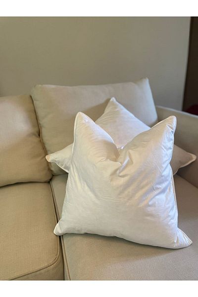 Lartsa Luxury Feather Pillow 50 x 50 cm Modern Decor for Sofa and Quilt High Quality and Firmness, Cotton Feather Pillow