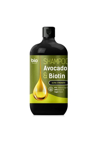 Bio E1 Natural Aroma Organic and Vegan Strengthening Shampoo Avocado Oil & Biotin 946 Ml.
