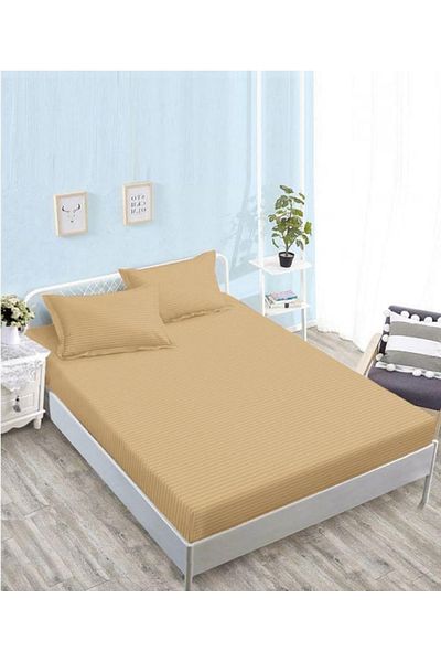 CASA Bed sheet with elastic, Damask 180x200 cm + two pillowcases 50x70 cm, Brown